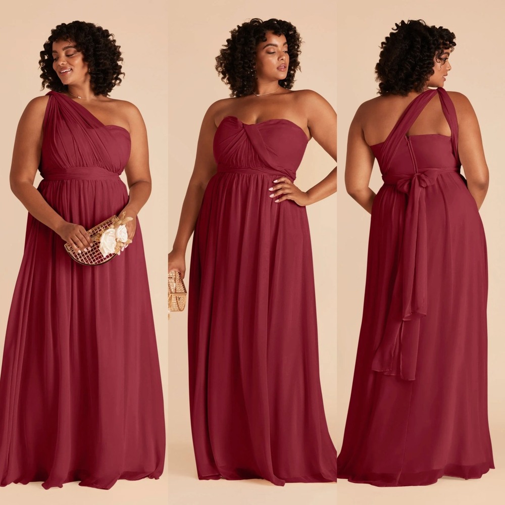 Birdy Grey Grace Convertible Bridesmaid Dress Womens M Burgundy Chiffon Lined